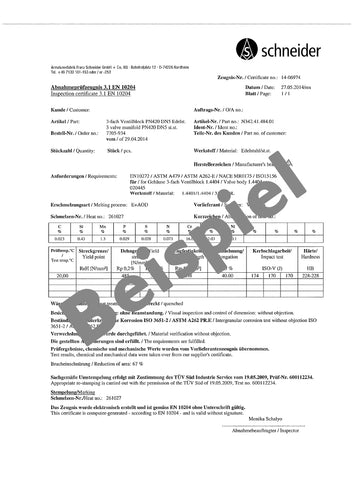 Abnahmeprüfzeugnis 3.1 - EN10204